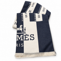 Hermes Style Bold Stripe Logo Scarf
