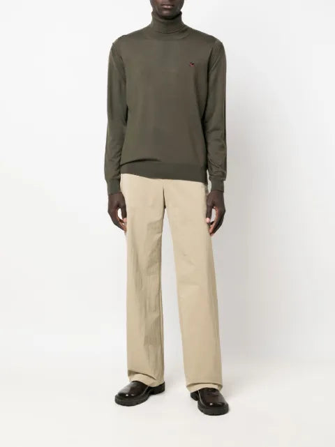 ETRO logo-embroidered roll-neck jumper