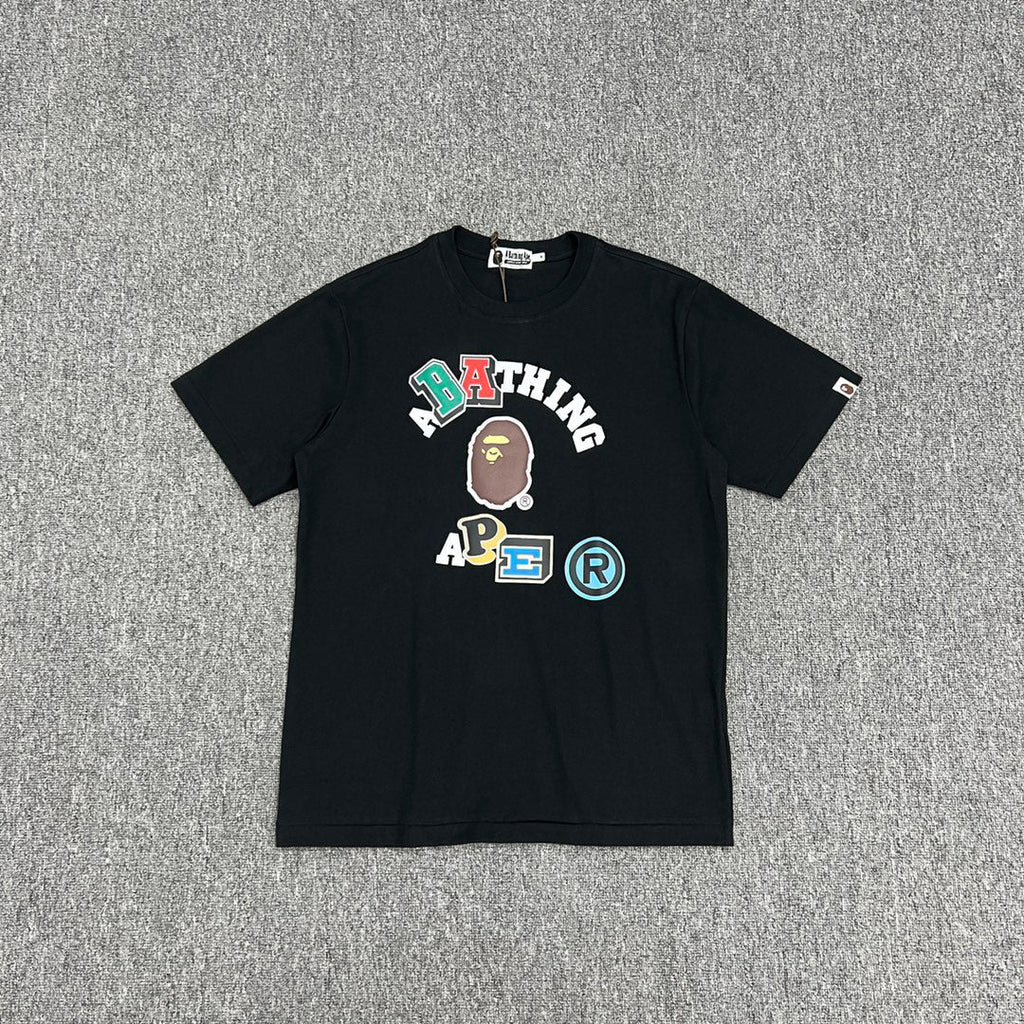 BAPE Multi-Colour Collegiate Patchwork Letter Ape Head Logo Tee Oversized Unisex T-Shirt
