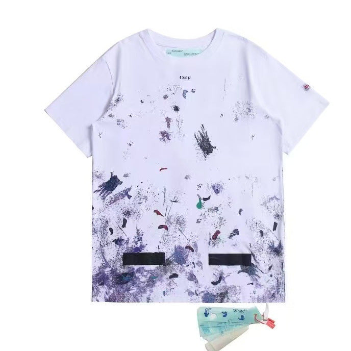 Off-White Firework Arrow Print Crew Neck Short Sleeve T Shirt Unisex