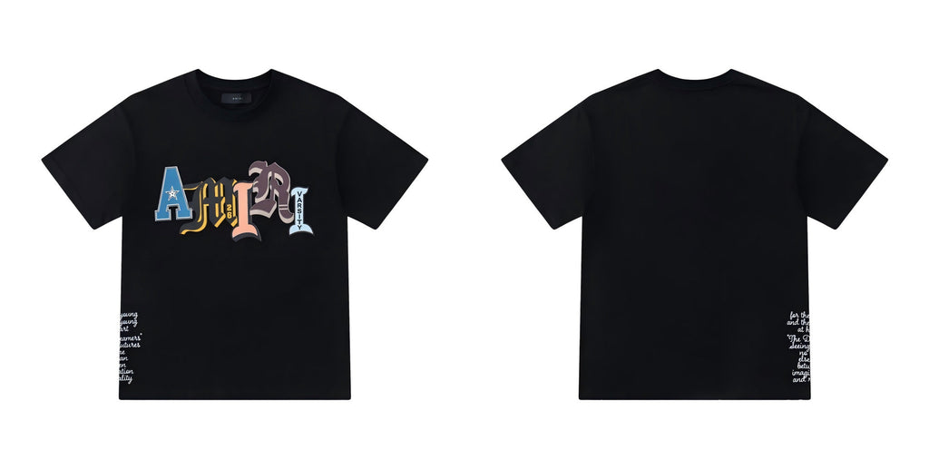 Amiri Club Letter Graphic Crew Neck T-Shirt Unisex