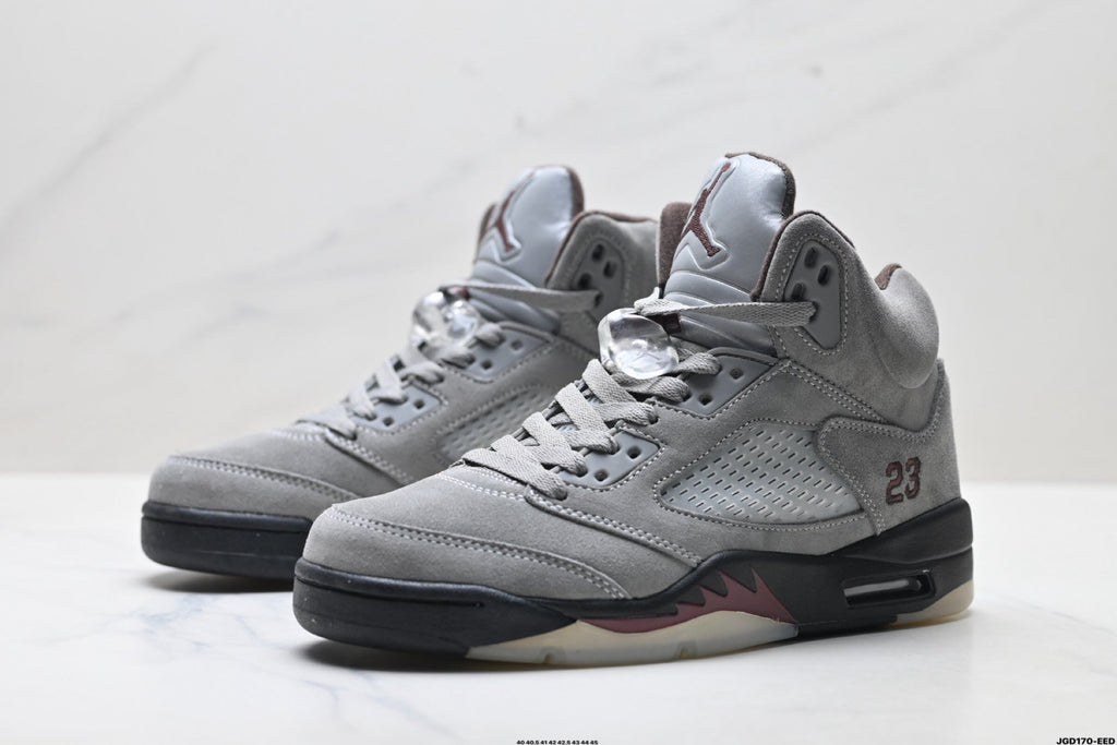 Air Jordan 5 Retro Wolf Grey Black Sneakers