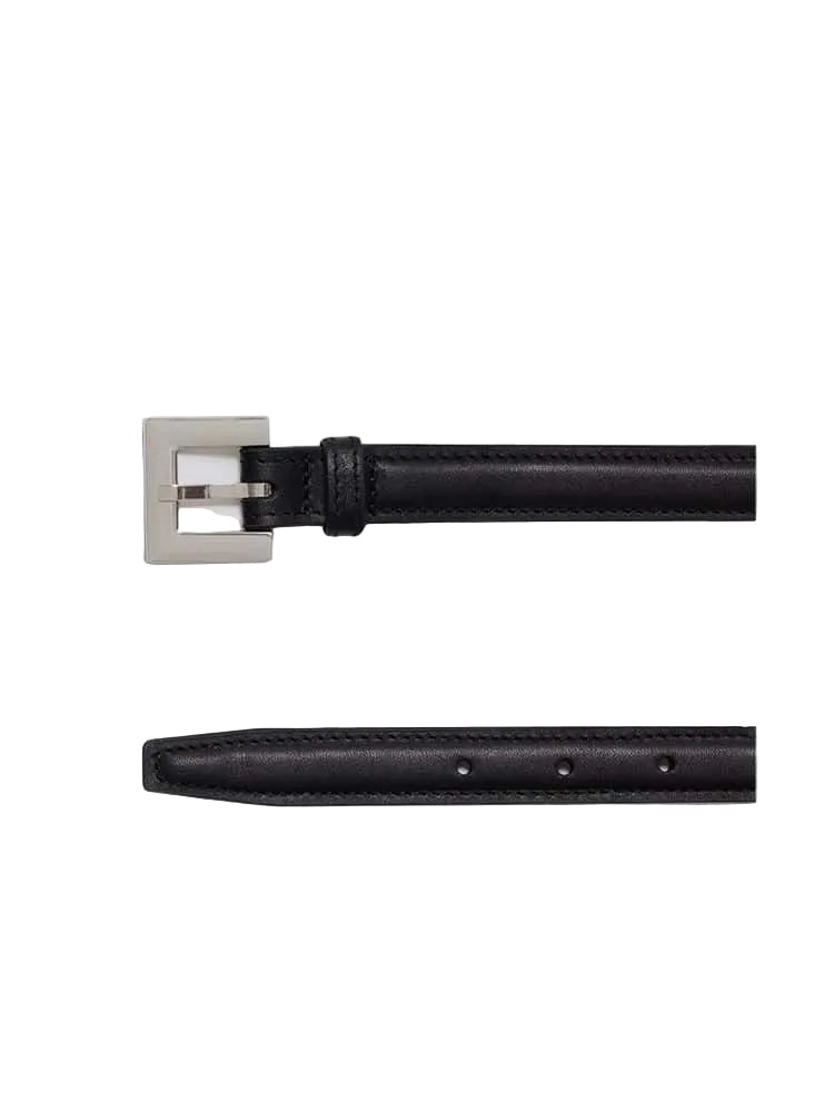 ANINE BING Nicola Belt Black Square Buckle Slim Leather Waist Belt