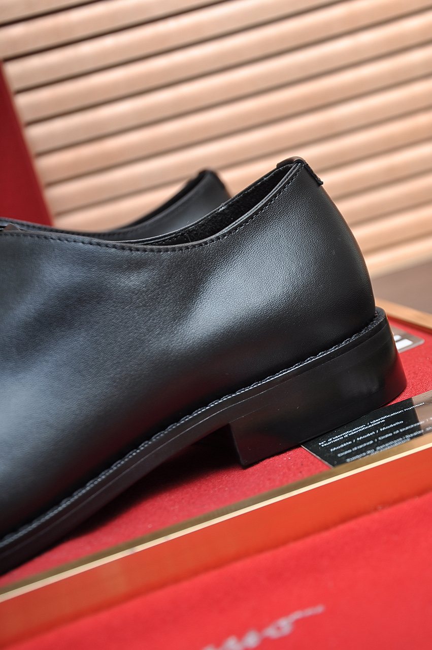 Salvatore Ferragamo Black Lace-Up Dress Shoes