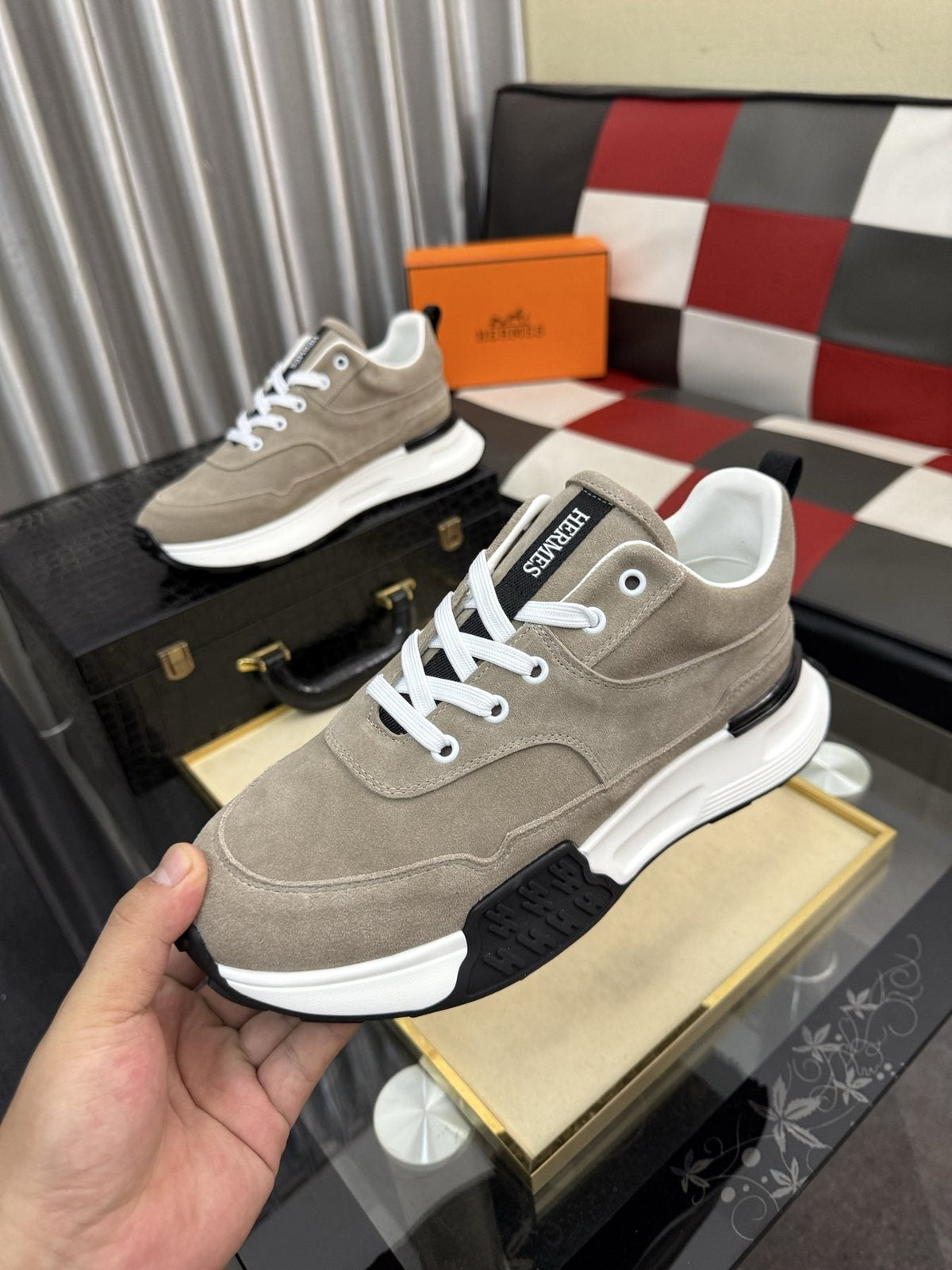 Hermès Layered Low-Top Sneakers